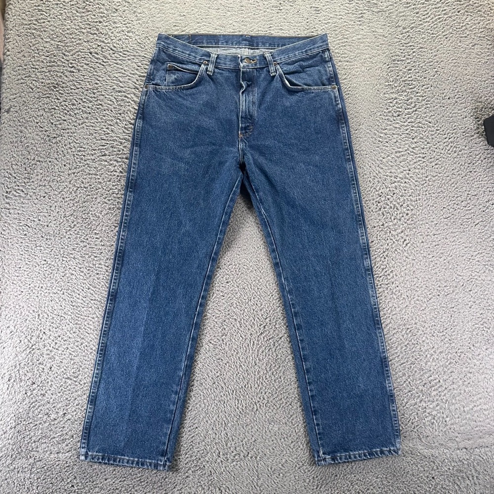 Wrangler Jeans Mens 33x30 Blue Cotton Denim Straight Leg Travel Workwear Utility